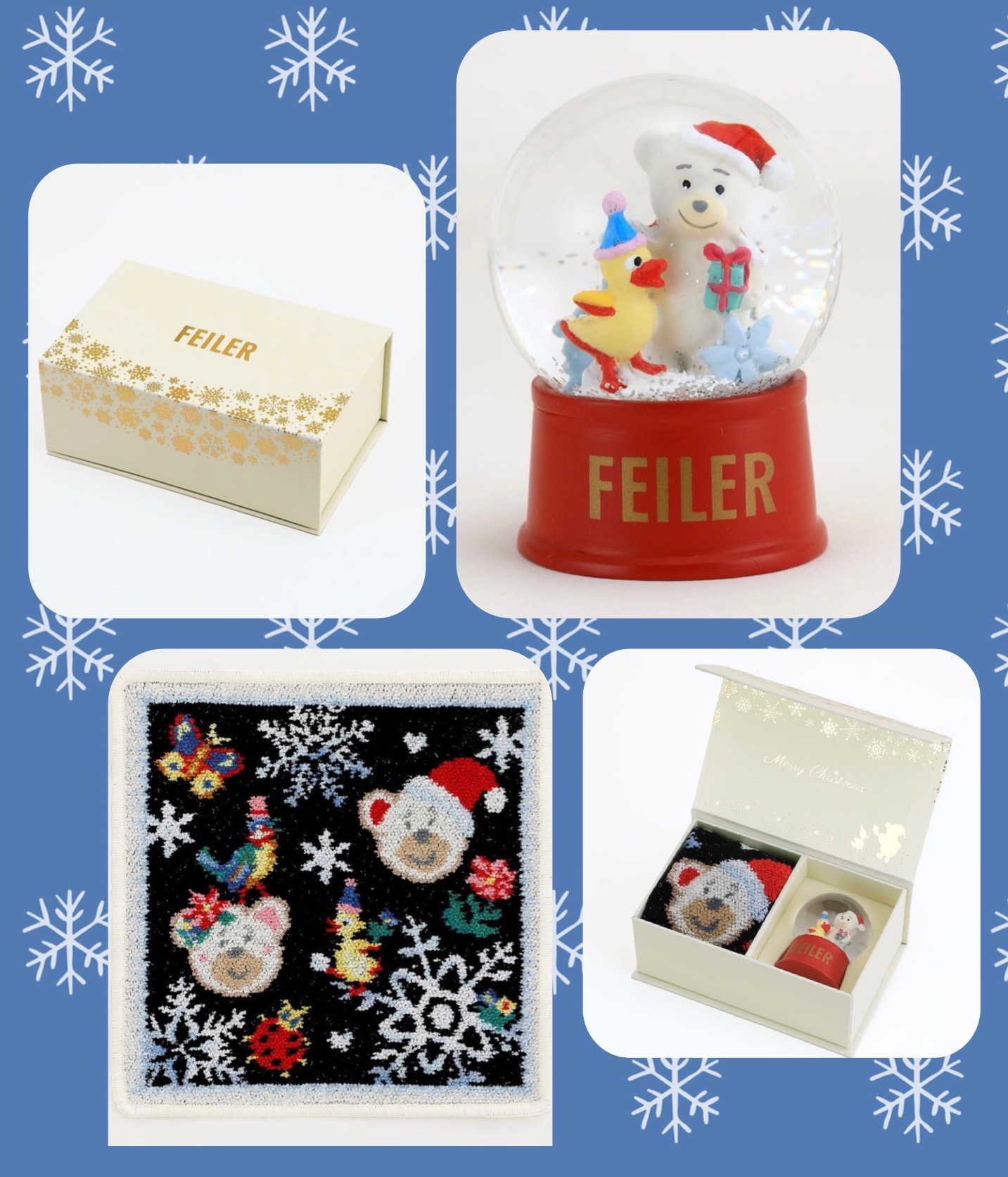 注目の フェイラー クリスマスgift スノードーム＆ミニタオルset 小物 